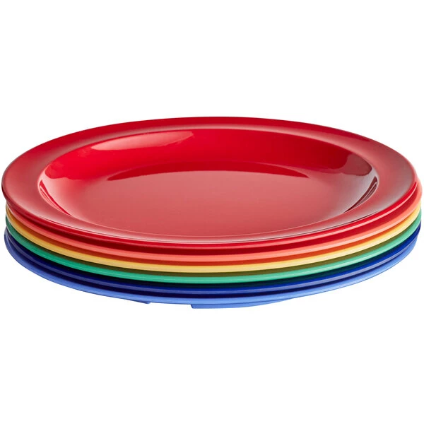 Acopa Foundations 10" Assorted Colors Narrow Rim Melamine Plate - 72/Case - Image 2