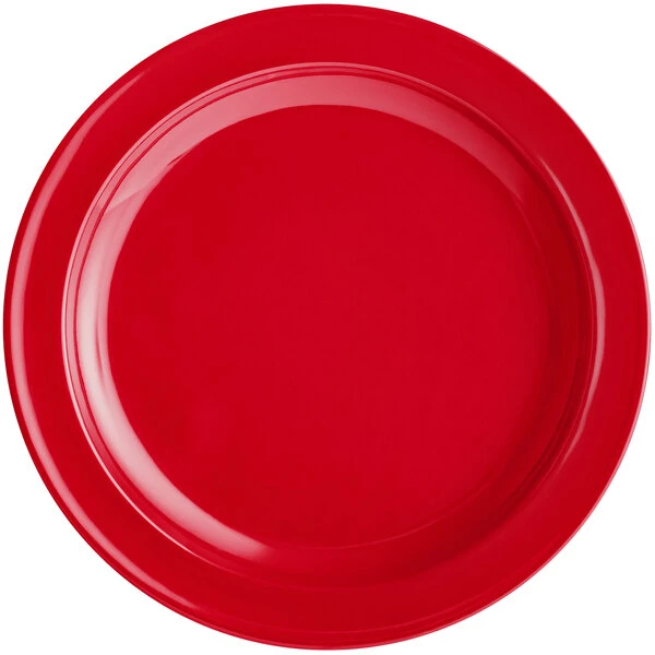 Acopa Foundations 9" Red Narrow Rim Melamine Plate - 12/Case - Image 2