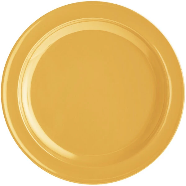 Acopa Foundations 9" Yellow Narrow Rim Melamine Plate - 12/Case - Image 2