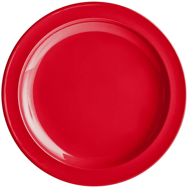 Acopa Foundations 10" Red Narrow Rim Melamine Plate - 12/Case - Image 2