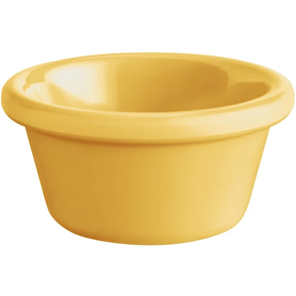 Acopa Foundations 2 Oz. Yellow Smooth Melamine Ramekin - 12/Case - Image 2