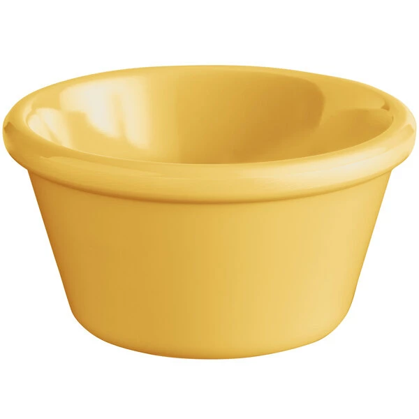 Acopa Foundations 4 Oz. Yellow Smooth Melamine Ramekin - 12/Case - Image 2