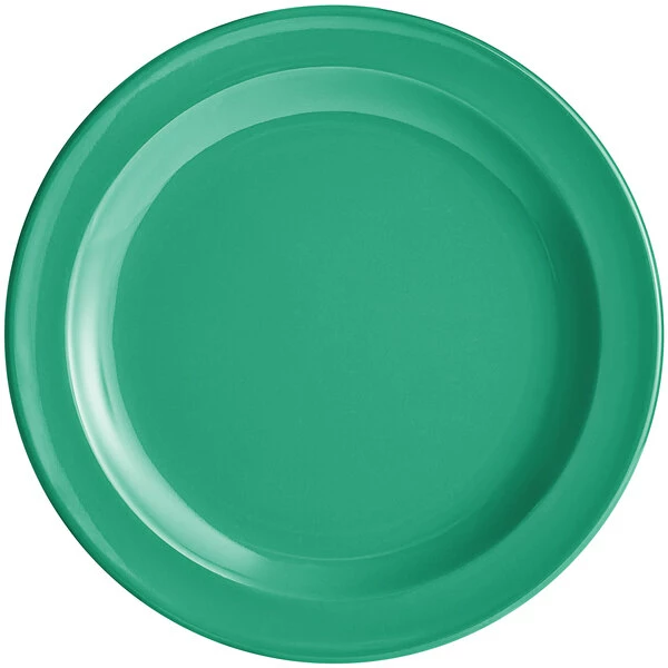 Acopa Foundations 7 1/4" Green Narrow Rim Melamine Plate - 12/Case - Image 2