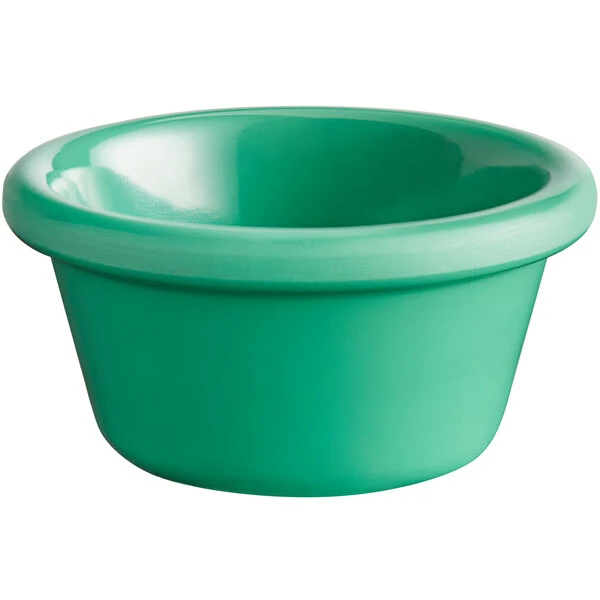 Acopa Foundations 2 Oz. Green Smooth Melamine Ramekin - 12/Case - Image 2