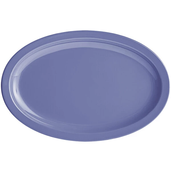 Acopa Foundations 12 3/4" X 8 1/2" Purple Narrow Rim Melamine Oval Platter - 12/Case - Image 2