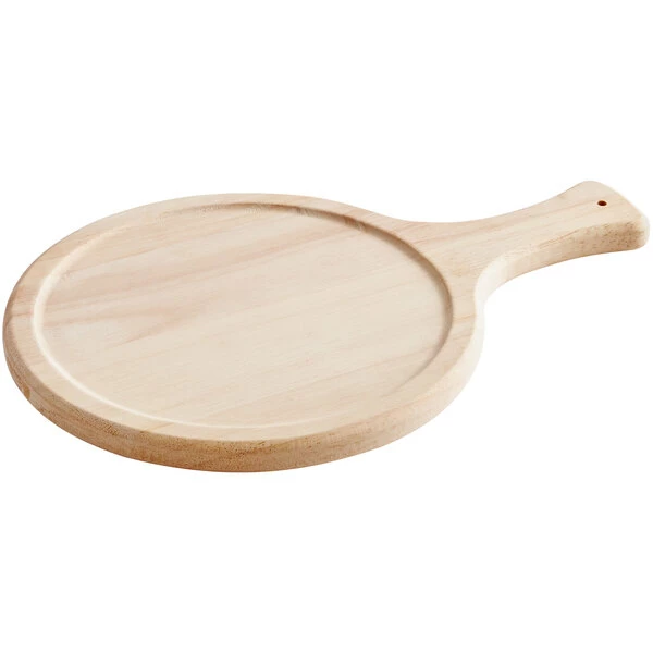 Choice 10" Round Wooden Serving Board With 4 1/2" Handle - Image 2
