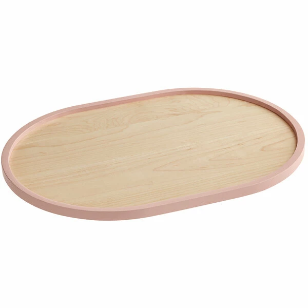 Cal-Mil Blonde 16" X 22" Maple Wood Serving Tray With Blush Colored Rim
