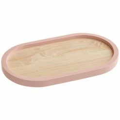 Cal-Mil Blonde 7" X 12" Maple Wood Serving Tray With Blush Colored Rim