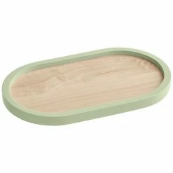 Cal-Mil Blonde 7" X 12" Maple Wood Serving Tray With Matcha Colored Rim