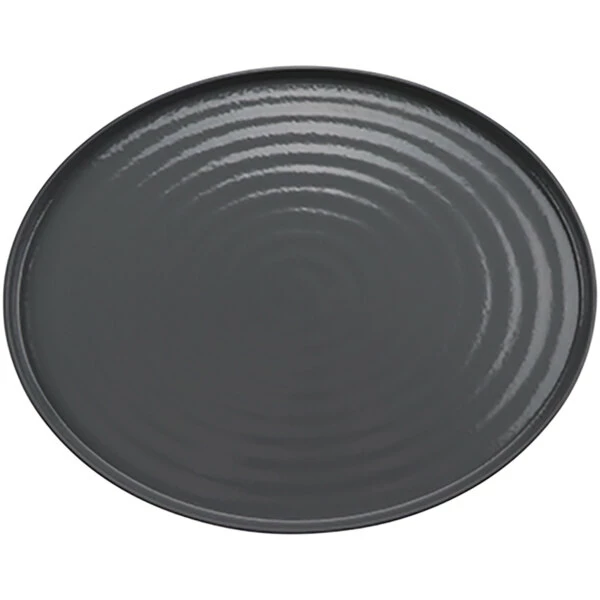GET Enterprises GET Roca Glazed 20" X 16" Gray Melamine Oval Platter - 3/Case