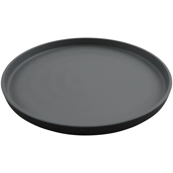 GET Enterprises GET Roca Matte 11" Black Melamine Round Plate - 12/Case