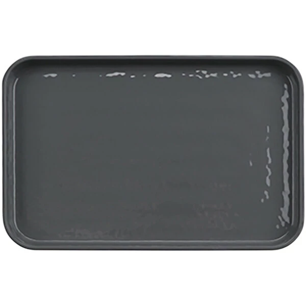 GET Enterprises GET Roca Glazed 12" X 8" Gray Melamine Rectangular Plate - 12/Case
