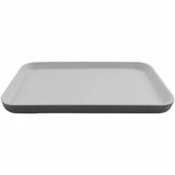 GET Enterprises GET Roca Matte 12" X 8" Gray Melamine Rectangular Plate - 12/Case