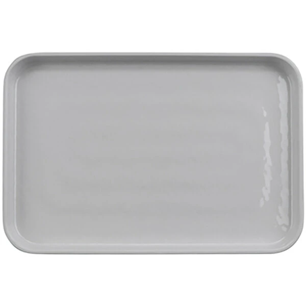 GET Enterprises GET Roca Glazed 12" X 8" White Melamine Rectangular Plate - 12/Case