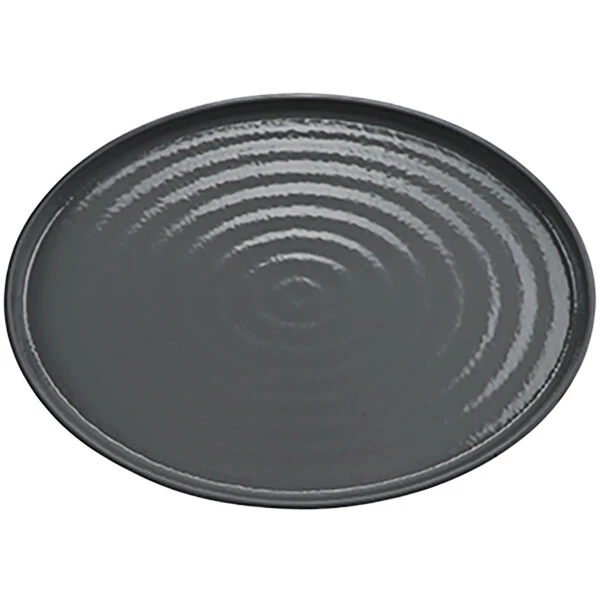 GET Enterprises GET Roca Glazed 14" X 10" Gray Melamine Oval Platter - 6/Case