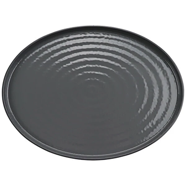 GET Enterprises GET Roca Glazed 16" X 12" Gray Melamine Oval Platter - 6/Case