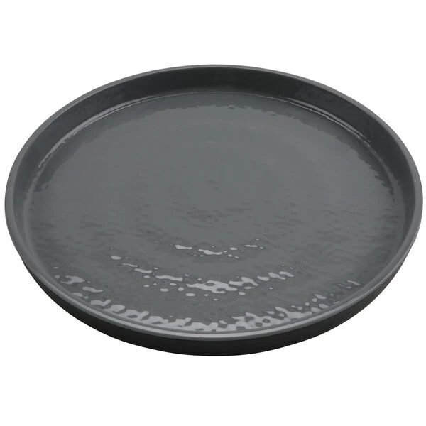 GET Enterprises GET Roca Glazed 9" Gray Melamine Round Plate - 12/Case - Image 2