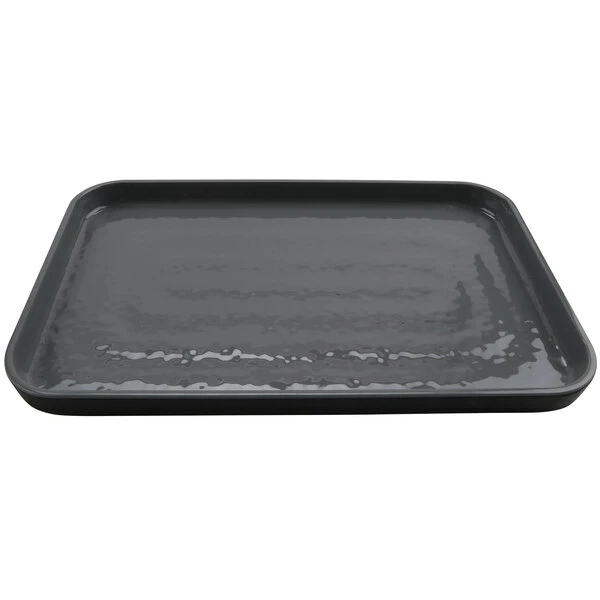 GET Enterprises GET Roca Glazed 12" X 8" Gray Melamine Rectangular Plate - 12/Case - Image 2