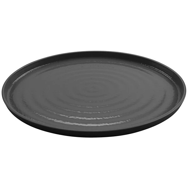 GET Enterprises GET Roca Glazed 14" X 10" Gray Melamine Oval Platter - 6/Case - Image 2