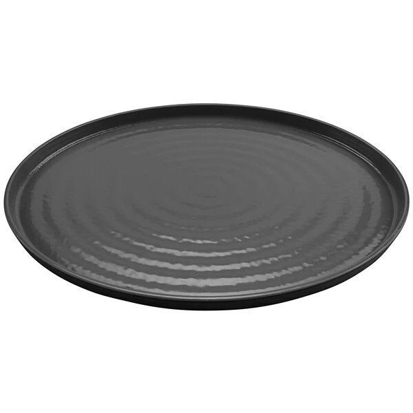 GET Enterprises GET Roca Glazed 16" X 12" Gray Melamine Oval Platter - 6/Case - Image 2