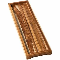 Teakhaus Timeless 18" X 6" X 1" Nesting Teakwood Serving Tray With Hand Grips