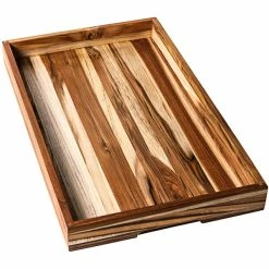 Teakhaus Timeless 20" X 12" X 2" Nesting Teakwood Serving Tray With Hand Grips
