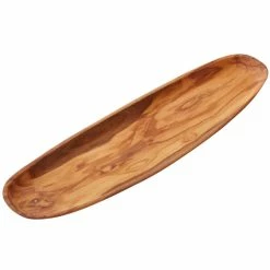 American Metalcraft OWMP 17 3/4" X 5 1/4" Oblong Olive Wood Boat