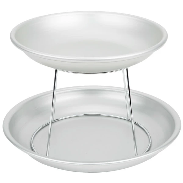 American Metalcraft 2 Tier Seafood Tower Set With Small Aluminum Trays And Stand - Image 2