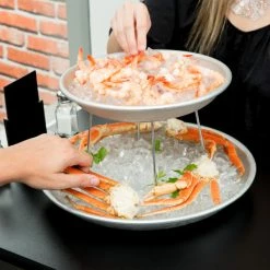 American Metalcraft 2 Tier Seafood Tower Set With Small Aluminum Trays And Stand
